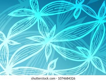 Light BLUE vector indian curved pattern. Shining colored illustration with doodles in Zen tangle style. The completely new template can be used for your brand book.