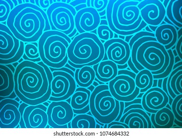 Light BLUE vector indian curved texture. Sketchy hand drawn doodles on blurred background. Brand-new style for your business design.