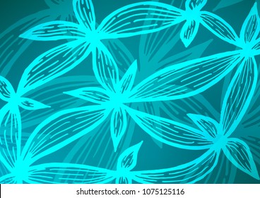 Light BLUE vector indian curved template. Glitter abstract illustration with doodles and Zen tangles. Brand-new design for your business.