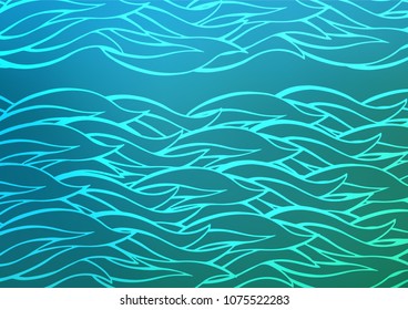 Light BLUE vector indian curved template. Blurred decorative design in Indian style with Zen tangles. A completely new template for your business design.