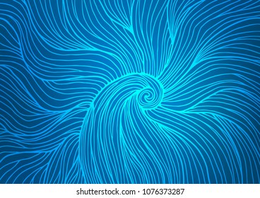 Light BLUE vector indian curved background. Colorful abstract illustration with lines in Asian style. The pattern can be used for wallpapers and coloring books.