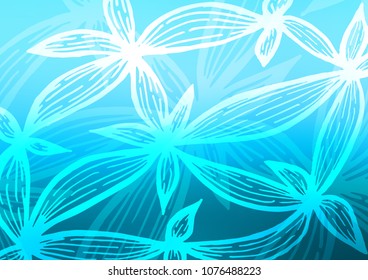Light BLUE vector indian curved background. Shining colored illustration with doodles in Zen tangle style. Hand painted design for web, leaflet, textile.