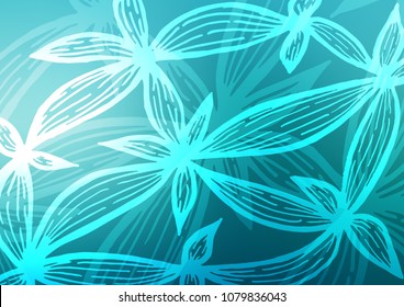 Light BLUE vector indian curved template. Creative illustration in blurred style with doodles and Zen tangles. Hand painted design for web, leaflet, textile.