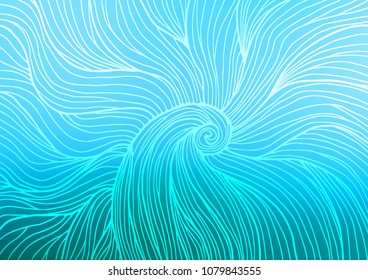 Light BLUE vector indian curved background. Colorful abstract illustration with lines in Asian style. The elegant pattern can be used as a part of a brand book.