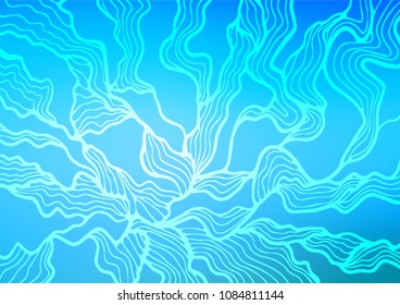 Light BLUE vector indian curved template. Decorative shining illustration with doodles on abstract template. The doodle design can be used for your web site.