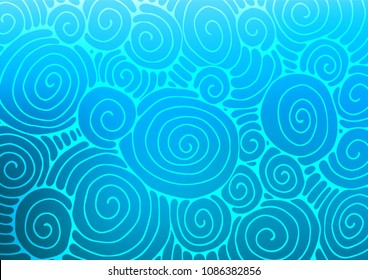 Light BLUE vector indian curved background. Geometric doodle illustration in Origami style with gradient. The pattern can be used for heads of websites and designs.