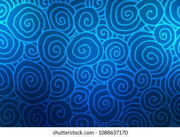 Light BLUE vector indian curved pattern. Sketchy hand drawn doodles on blurred background. Brand-new design for your business.