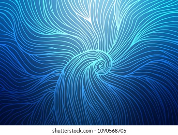 Light BLUE vector indian curved template. Colorful illustration in abstract style with doodles and Zen tangles. The best blurred design for your business.