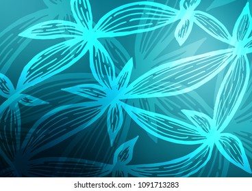 Light BLUE vector indian curved texture. Sketchy hand drawn doodles on blurred background. Brand-new design for your business.