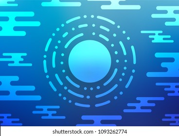 Light BLUE vector indian curved texture. Colorful abstract illustration with lines in Asian style. The pattern can be used for coloring books and pages for kids.