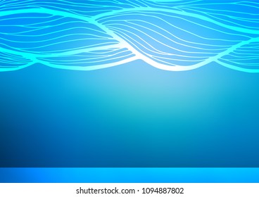 Light BLUE vector indian curved pattern. Brand-new colored illustration in blurry style with doodles. The pattern can be used for heads of websites and designs.