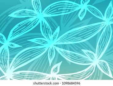 Light BLUE vector indian curved pattern. Modern geometrical abstract illustration with doodles. The best blurred design for your business.