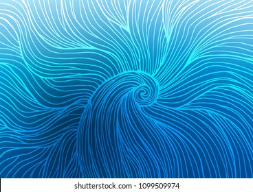 Light BLUE vector indian curved pattern. A vague abstract illustration with doodles in Indian style. Brand-new style for your business design.