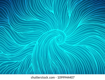Light BLUE vector indian curved pattern. Geometric doodle illustration in Origami style with gradient. The elegant pattern can be used as a part of a brand book.
