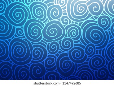 Light BLUE vector indian curved background. Colorful abstract illustration with lines in Asian style. A new texture for your design.