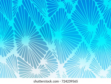 Light BLUE vector indian curved texture. Creative illustration in blurred style with doodles and Zen tangles. The doodle design can be used for your web site.