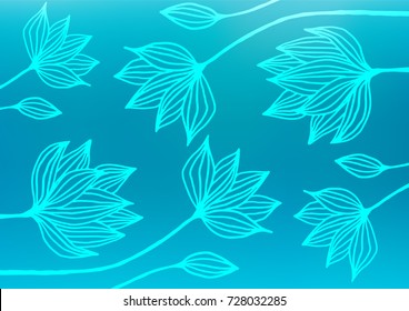 Light BLUE vector indian curved template. An elegant bright illustration with lines in Natural style. Hand painted design for web, leaflet, textile.