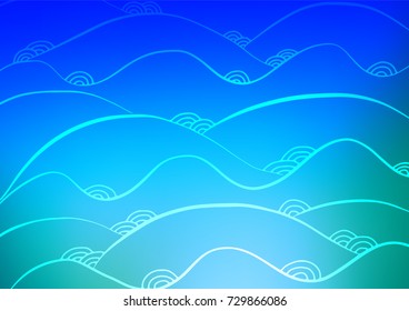 Light BLUE vector indian curved texture. Glitter abstract illustration with doodles and Zen tangles. Hand painted design for web, wrapping, wallpaper.