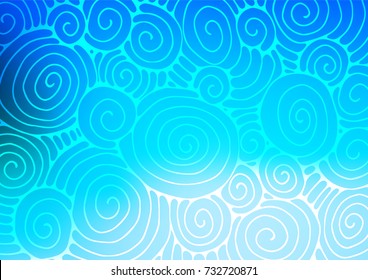 Light BLUE vector indian curved background. Ethnic elegant natural pattern with gradient. The completely new template can be used for your brand book.