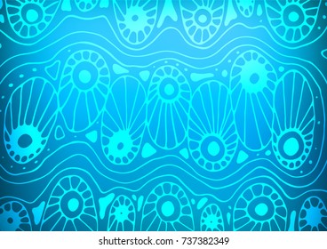 Light BLUE vector indian curved template. An elegant bright illustration with lines in Natural style. The doodle design can be used for your web site.