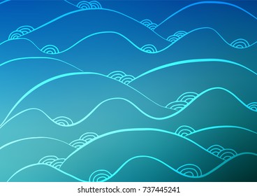 Light BLUE vector indian curved pattern. Colorful illustration in abstract style with doodles and Zen tangles. Brand-new style for your business design.