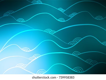 Light BLUE vector indian curved template. A completely new color illustration in doodle style. Brand-new design for your business.