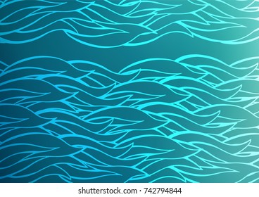 Light BLUE vector indian curved template. Sketchy hand drawn doodles on blurred background. The pattern can be used for heads of websites and designs.