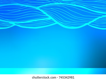 Light BLUE vector indian curved texture. Sketchy hand drawn doodles on blurred background. A completely new design for your business.