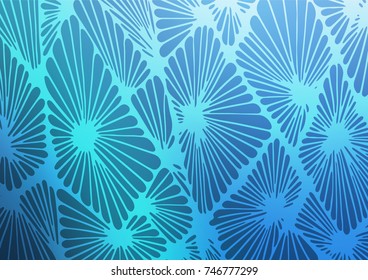 Light BLUE vector indian curved template. Creative illustration in blurred style with doodles and Zen tangles. The completely new template can be used for your brand book.