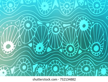 Light BLUE vector indian curved template. A completely new color illustration in doodle style. Brand-new style for your business design.