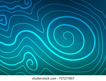 Light BLUE vector indian curved background. Doodles on blurred abstract background with gradient. The elegant pattern can be used as a part of a brand book.