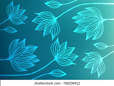 Light BLUE vector indian curved template. Colorful abstract illustration with lines in Asian style. The elegant pattern can be used as a part of a brand book.