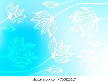 Light BLUE vector indian curved background. Colorful illustration in abstract style with doodles and Zen tangles. Brand-new style for your business design.