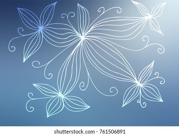 Light BLUE vector indian curved template. A completely new color illustration in doodle style. The elegant pattern can be used as a part of a brand book.