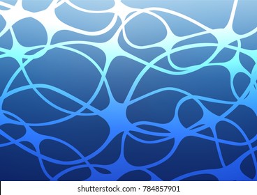 Light BLUE vector indian curved texture. Glitter abstract illustration with doodles and Zen tangles. The elegant pattern can be used as a part of a brand book.
