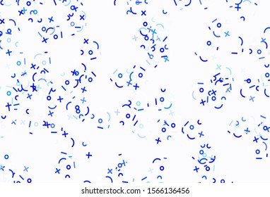 Light BLUE vector layout with algebra elements. Blurred design in simple style with collection of numerals. Pattern for school, grammar websites.