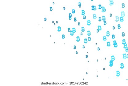 Light BLUE vector layout with banking symbols. Shining illustration with signs of Bitcoins on abstract template. Smart design for your business advert of economic, wealth.