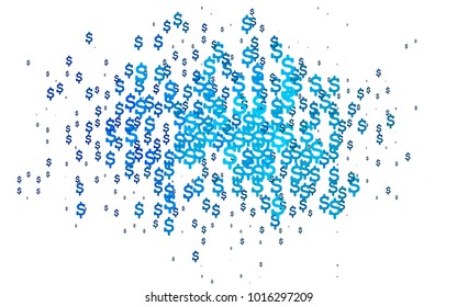 Light BLUE vector layout with banking symbols. Blurred design in simple style with symbols of dollars. Template can be used as a background for ads of markets, loans.