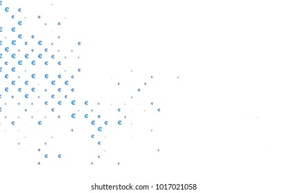 Light BLUE vector layout with banking symbols. Shining colored illustration with Euro signs, EUR. The pattern can be used as ads, poster, banner for payments.