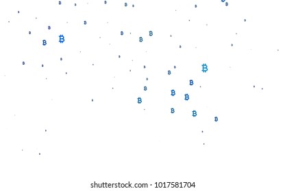 Light BLUE vector layout with banking symbols. Colored symbols of cryptocurrency on white background. The pattern can be used for ad, booklets, leaflets of banks.