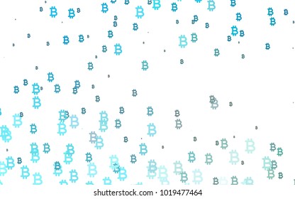 Light BLUE vector layout with banking symbols. Colored symbols of cryptocurrency on white background. The pattern can be used as ads, poster, banner for payments.