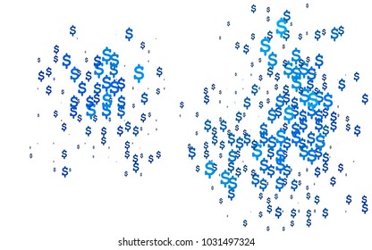 Light BLUE vector layout with banking symbols. Shining illustration with signs of dollars on abstract template. Smart design for your business advert of economic, wealth.