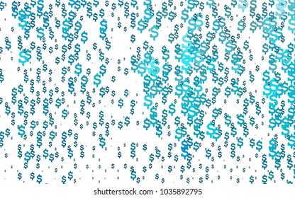 Light BLUE vector layout with banking symbols. Colored symbols of USA money with gradient on white background. The pattern can be used as ads, poster, banner for payments.