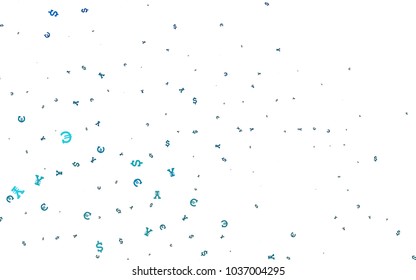 Light BLUE vector layout with banking symbols. Blurred design in with symbols of EUR, USD, JPY. Best design for your ad, poster, banner of money.