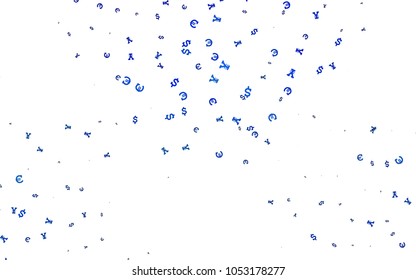 Light BLUE vector layout with banking symbols. Modern abstract illustration with symbols of money. The pattern can be used for financial, investment websites.