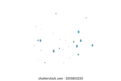 Light BLUE vector layout with banking symbols. Shining colored illustration with Bitcoin signs, BTC. The pattern can be used for ad, booklets, leaflets of banks.
