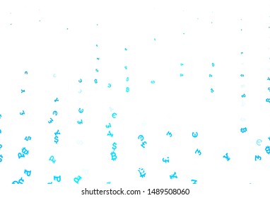 Light BLUE vector layout with banking symbols. Shining illustration with signs of currency on abstract template. Pattern for trader ads, booklets, leaflets.
