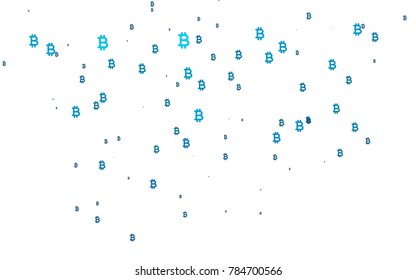 Light BLUE vector layout with banking symbols. Colored symbols of cryptocurrency on white background. Template can be used as a background for ads of markets, loans.