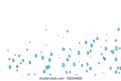 Light BLUE vector layout with banking symbols. Shining colored illustration with Bitcoin signs, BTC. The pattern can be used as ads, poster, banner for payments.