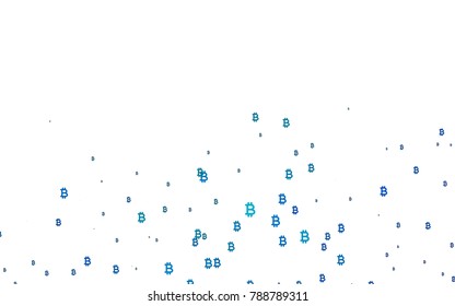 Light BLUE vector layout with banking symbols. Colored symbols of cryptocurrency on white background. The pattern can be used as ads, poster, banner for payments.